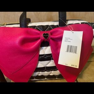 Betsey Johnson Black and White Stripped Tote Bag